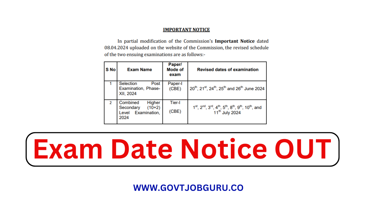 Exam Date Notice OUT